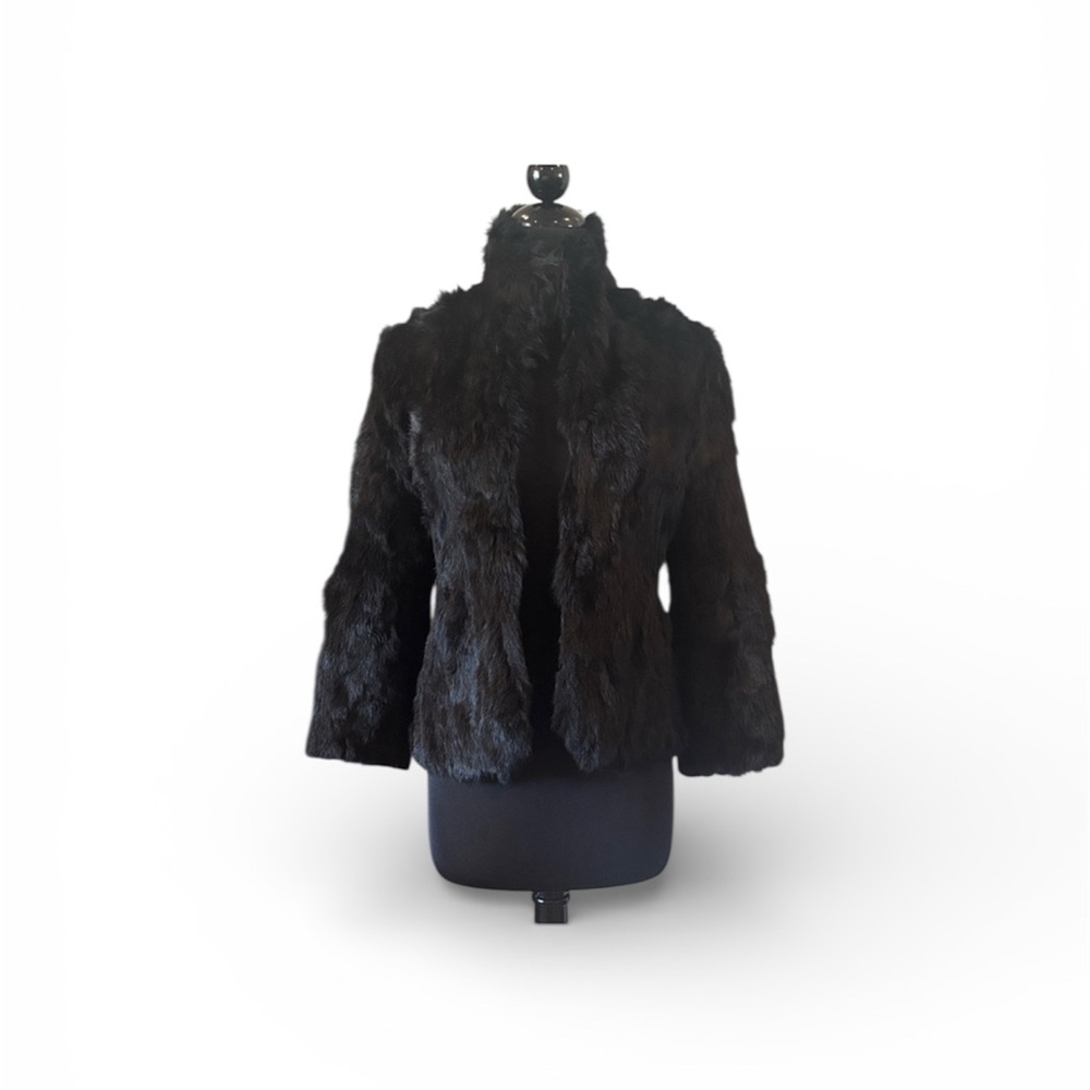 Elegant Jupy Premium Black Rabbit Fur Coat‎